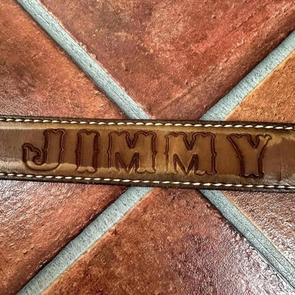 Tony Lama Embossed Leather Jimmy Belt Size 34 Inches